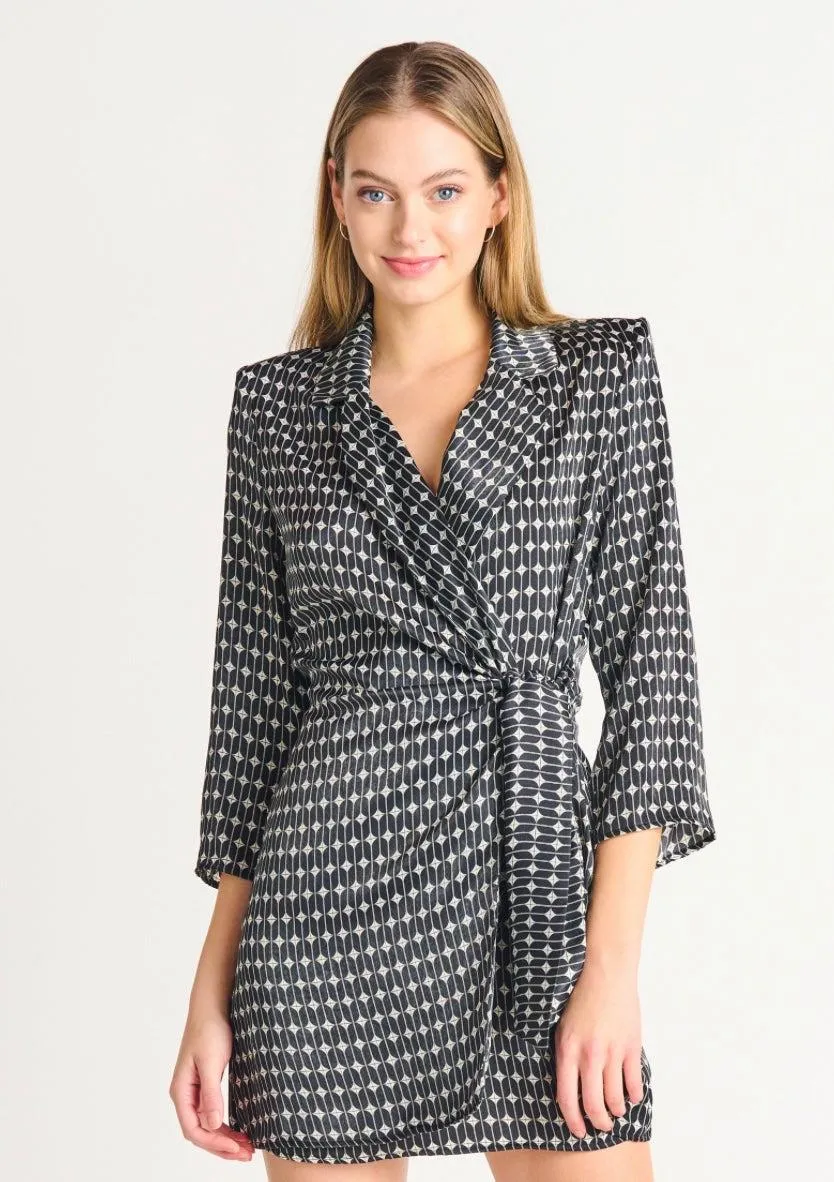 Ruched Satin Wrap Dress