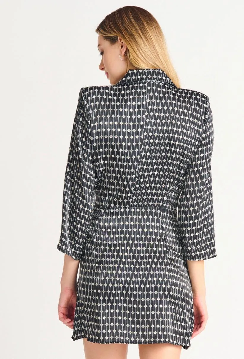 Ruched Satin Wrap Dress