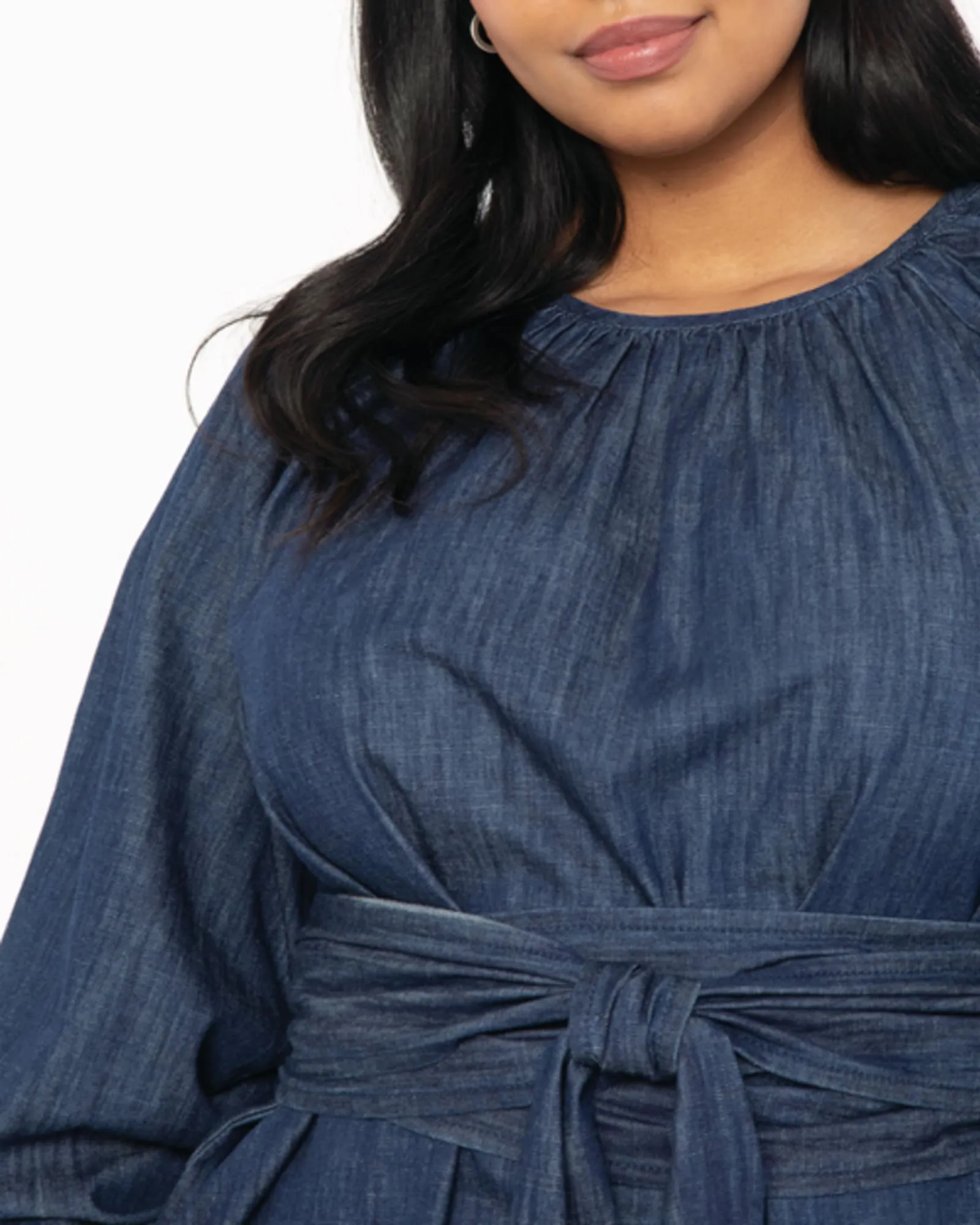 Sheina Faux Wrap Top | Dark Wash