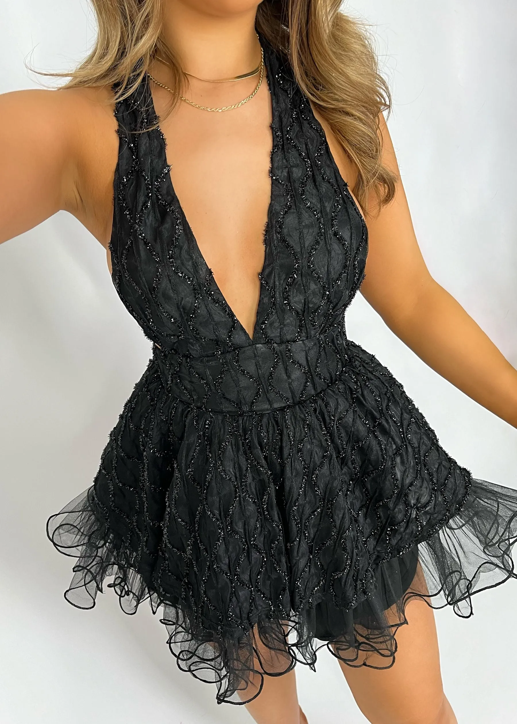 Steal Your Heart Mini Dress - Black
