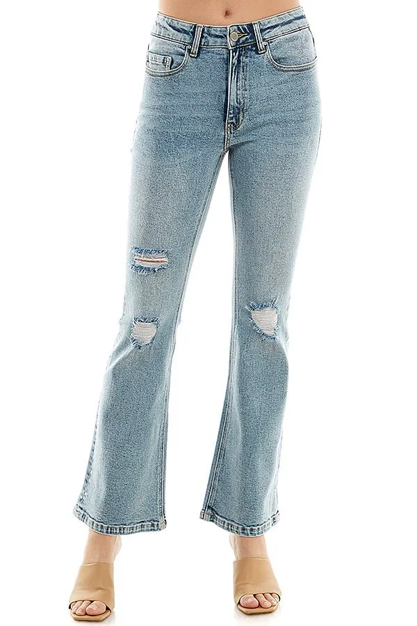 STRETCH FLARE DENIM PANTS