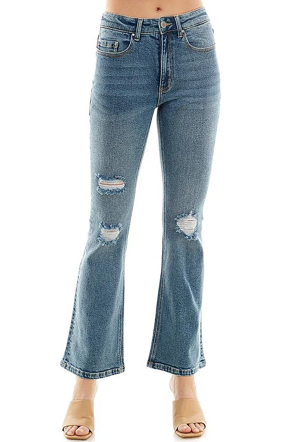 STRETCH FLARE DENIM PANTS