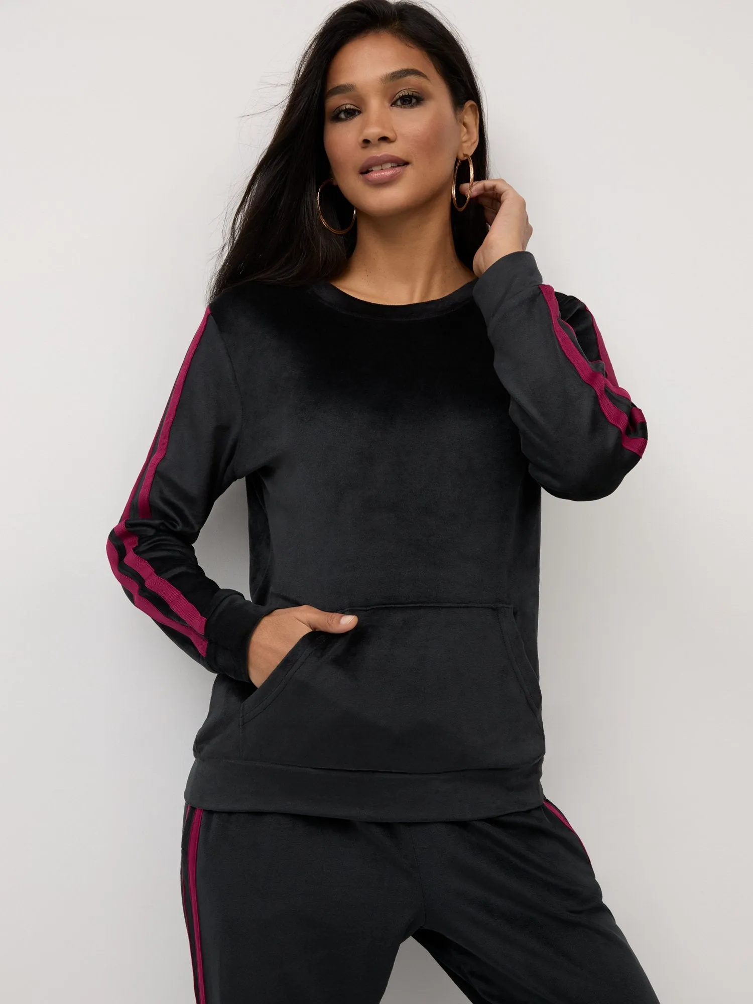Striped Velour Sweatshirt - Dreamy Velour Collection