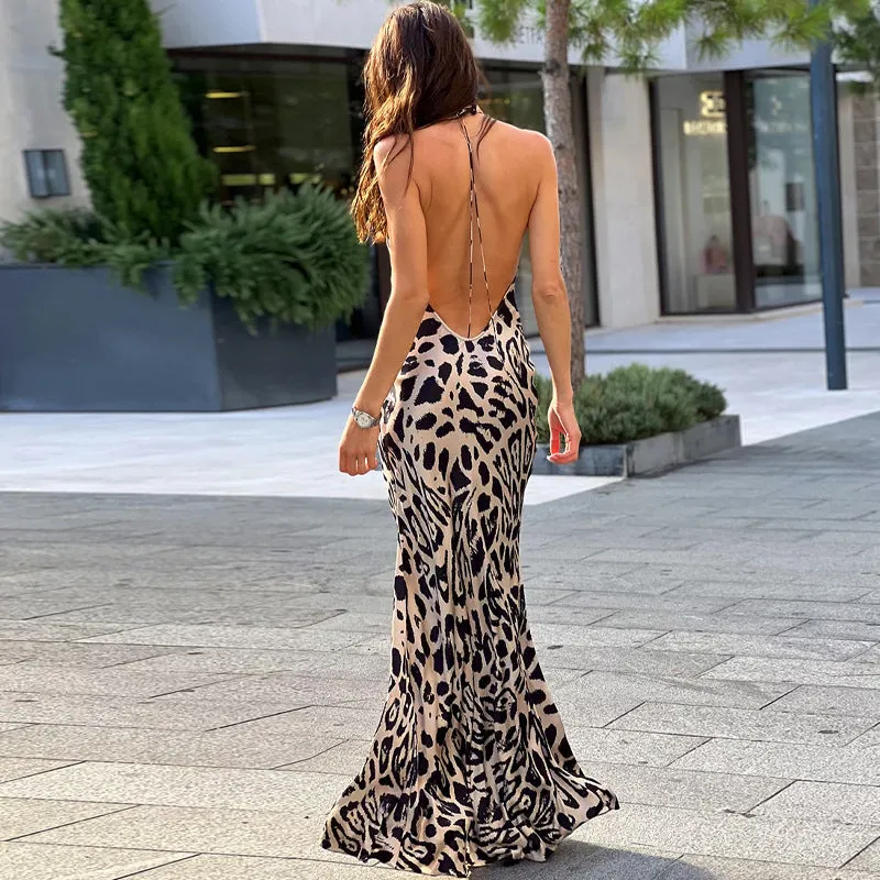 Summer Floral Sexy Backless Halter Neck Dress