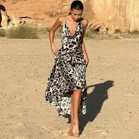 Summer Floral Sexy Backless Halter Neck Dress
