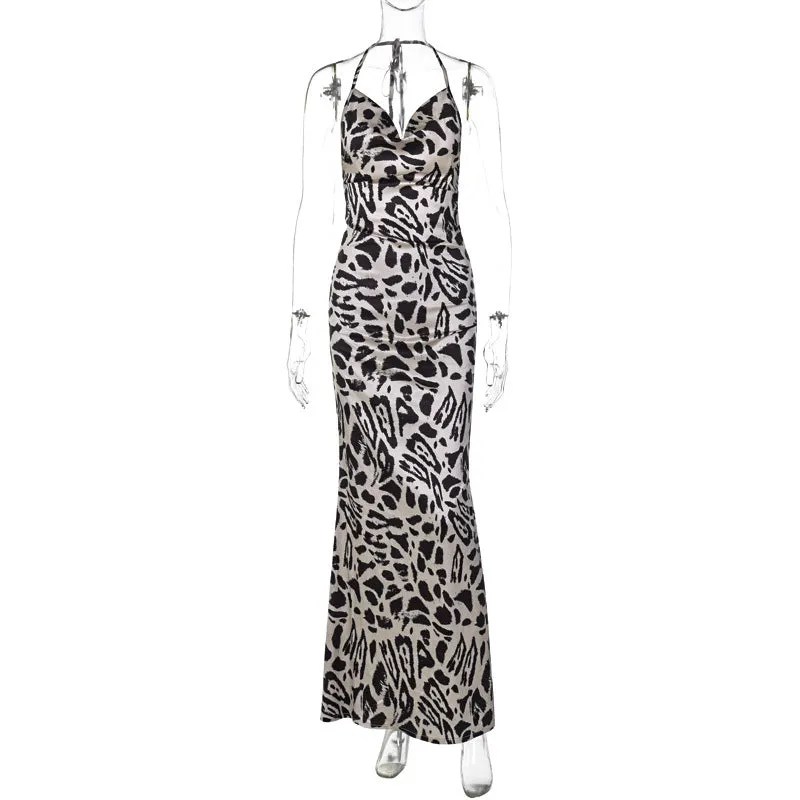 Summer Floral Sexy Backless Halter Neck Dress