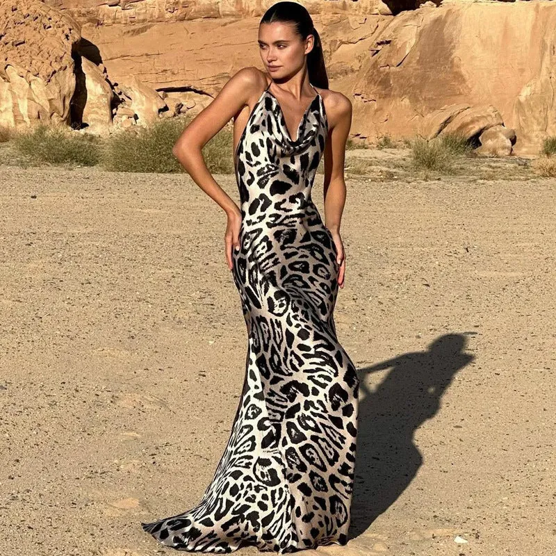 Summer Floral Sexy Backless Halter Neck Dress