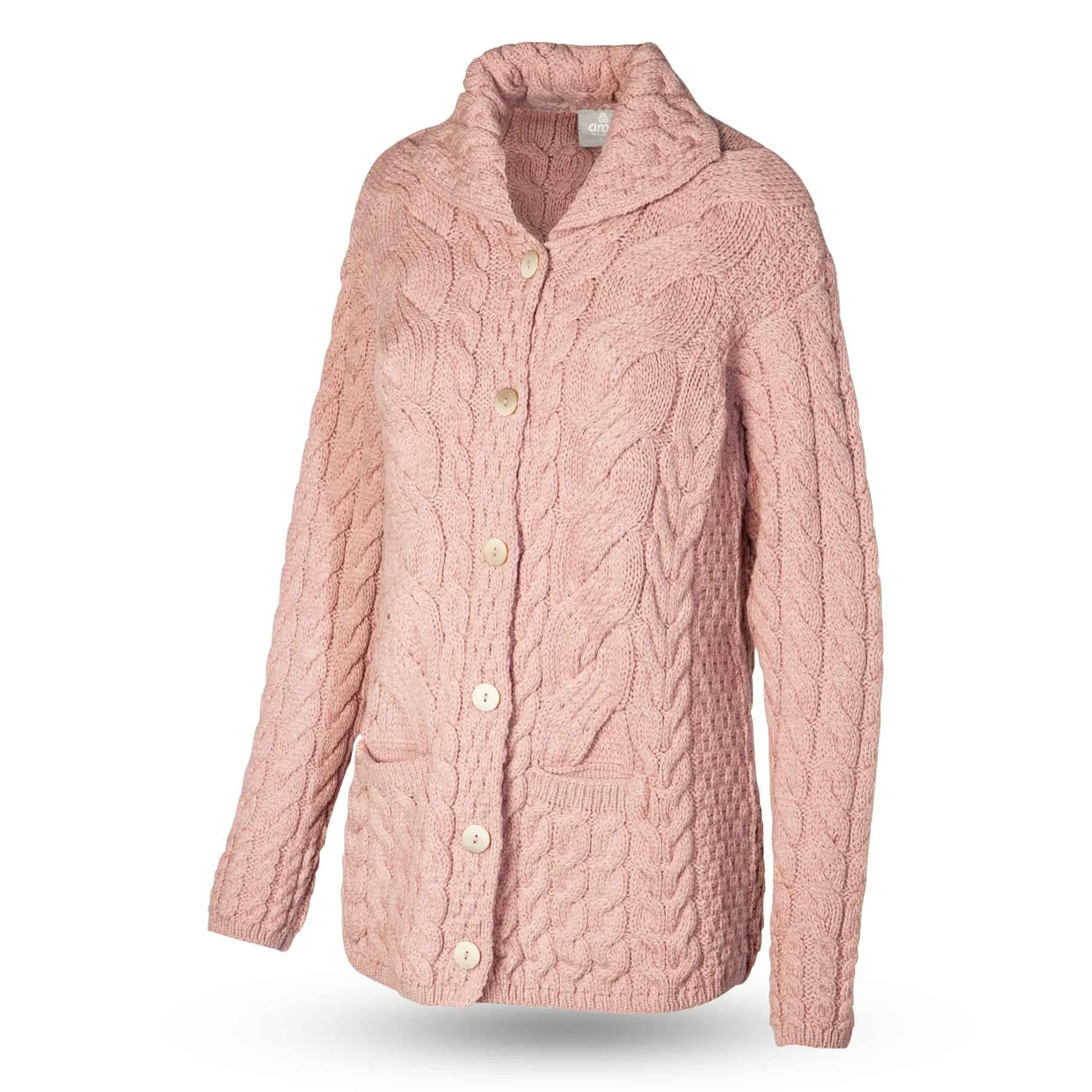 Supersoft Cable Aran Knit Cardigan, Lilac