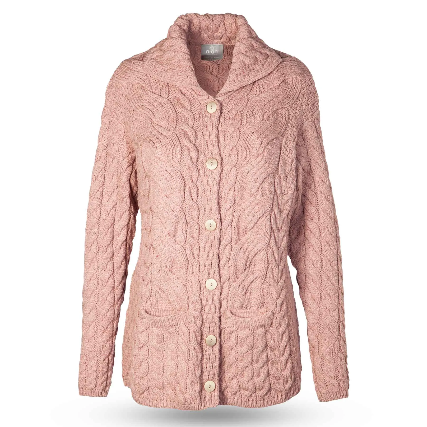 Supersoft Cable Aran Knit Cardigan, Lilac