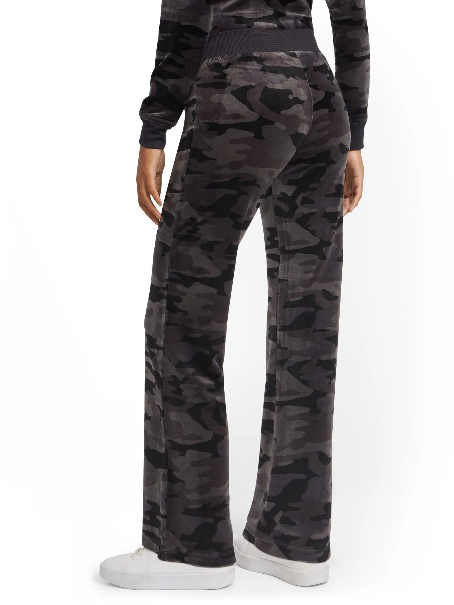 Tall Camo-Print Velour Straight-Leg Pant - Dreamy Velour Collection