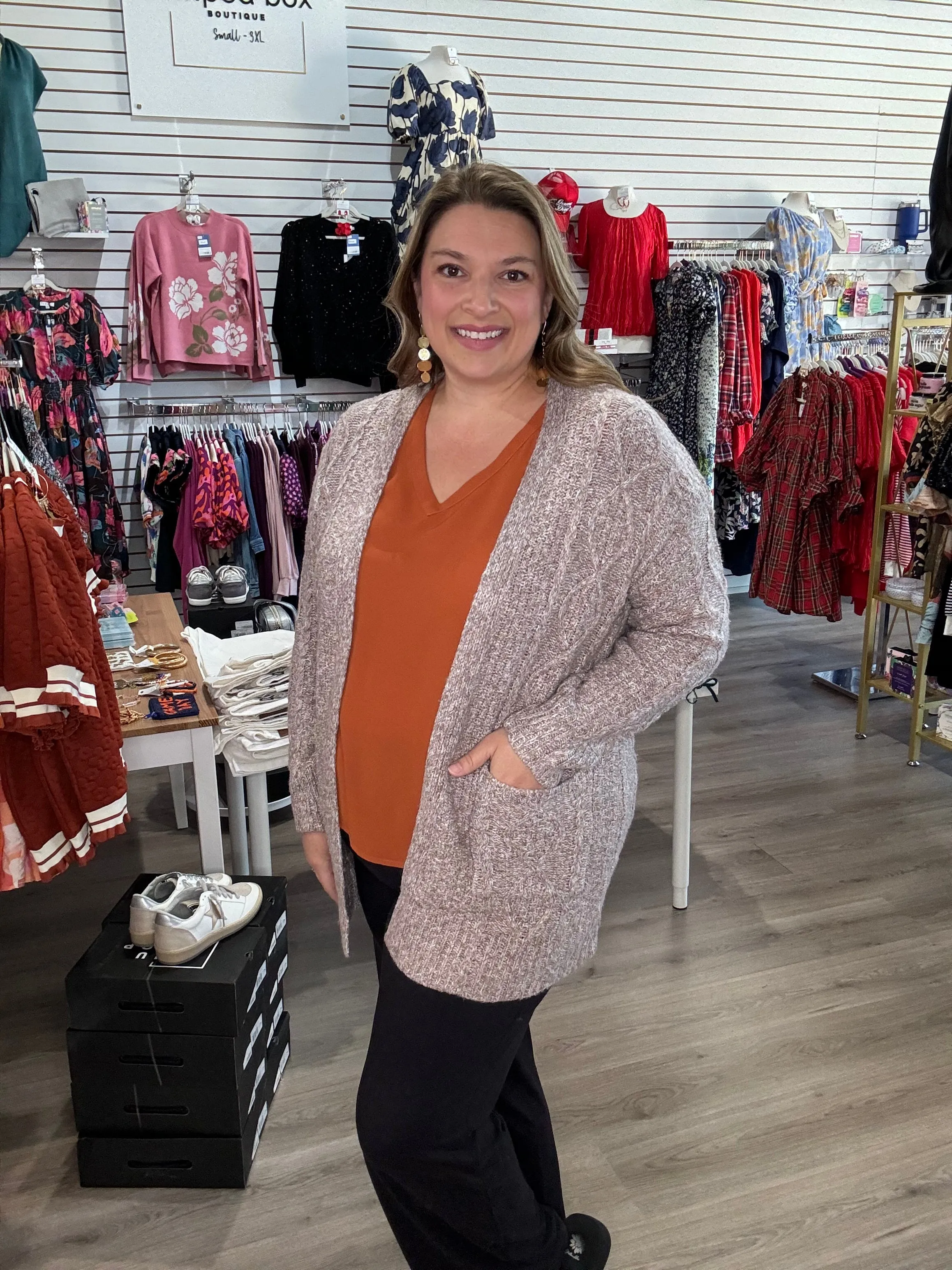 Taupe Cable Cardigan