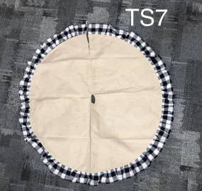 Tree Skirt - Faux Burlap with White Buffalo Ruffle