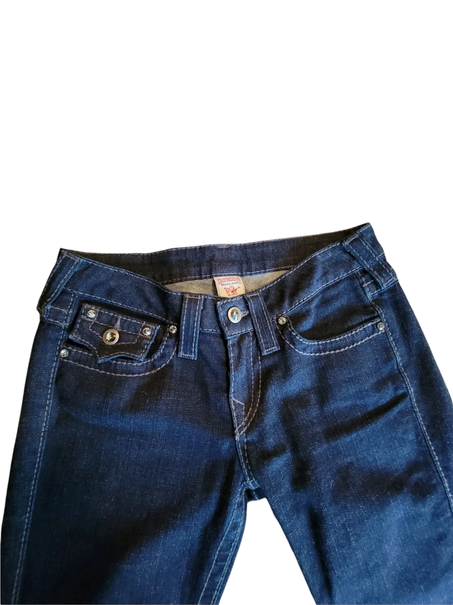 True Religion Disco Julie Blue Denim Ultra Low Rise Jeans Size 27