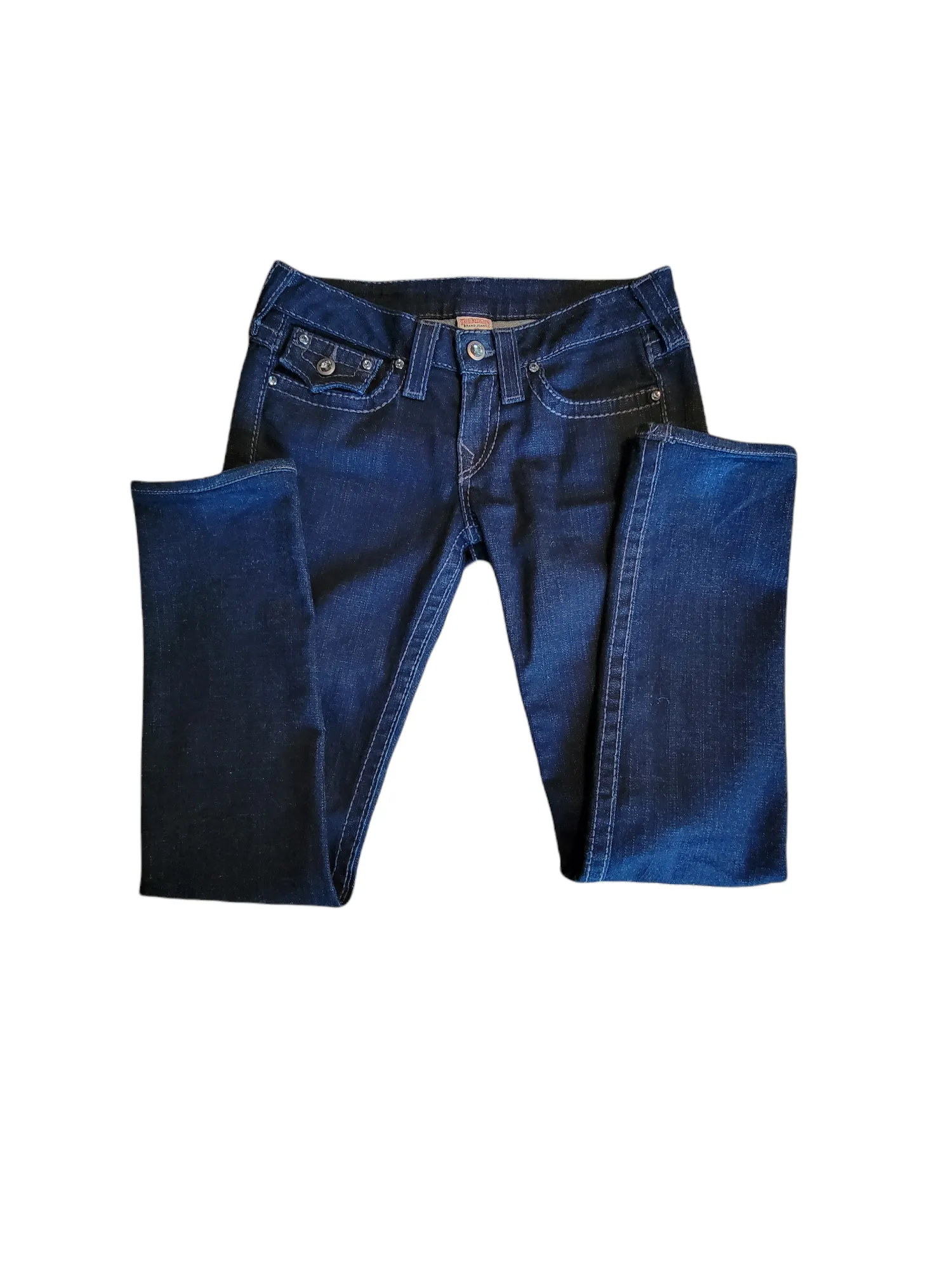 True Religion Disco Julie Blue Denim Ultra Low Rise Jeans Size 27