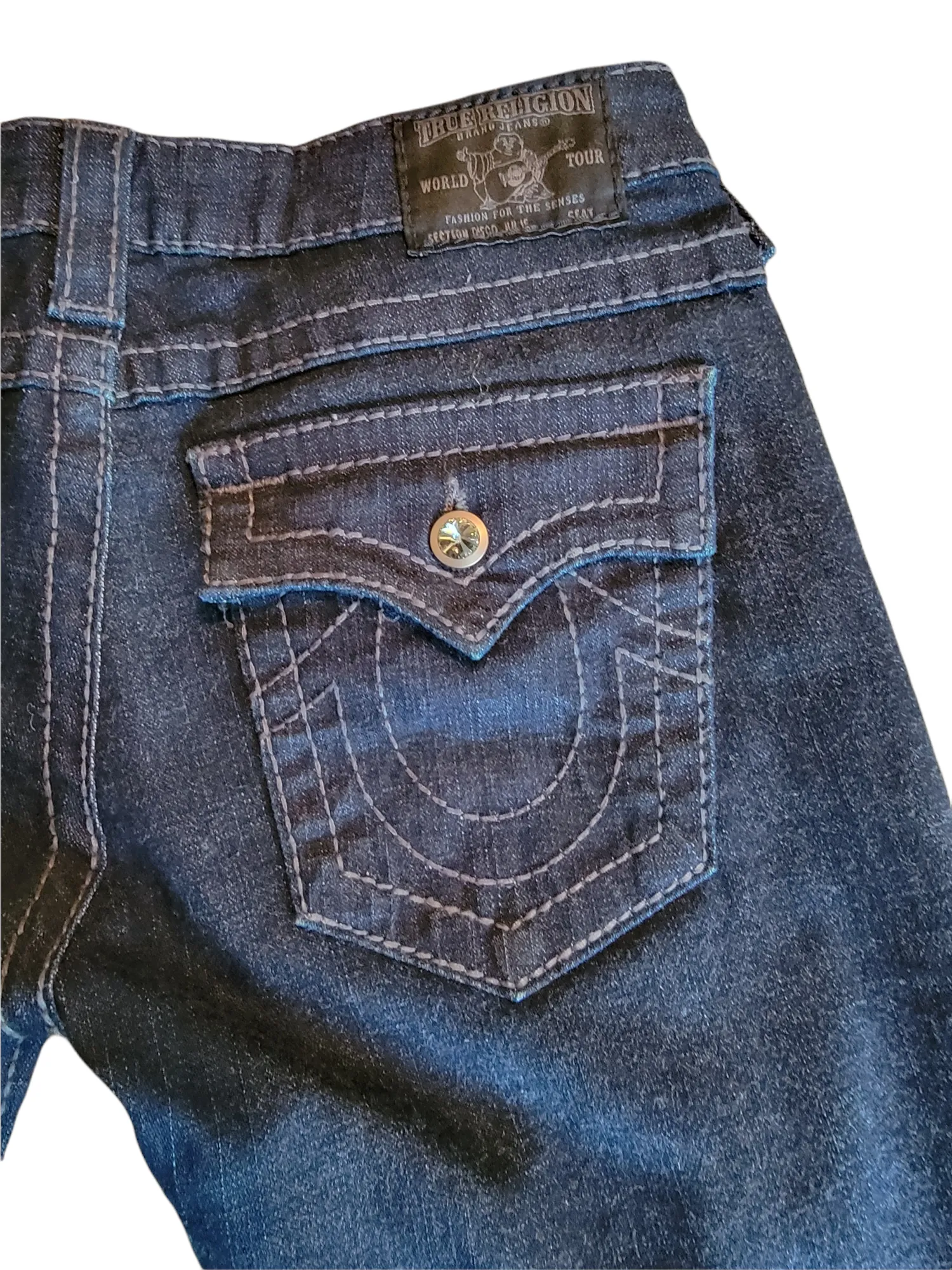 True Religion Disco Julie Blue Denim Ultra Low Rise Jeans Size 27