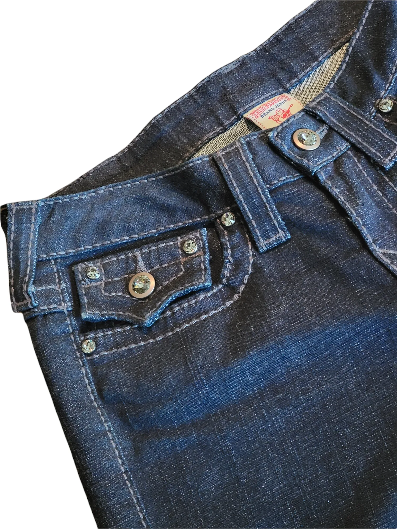 True Religion Disco Julie Blue Denim Ultra Low Rise Jeans Size 27