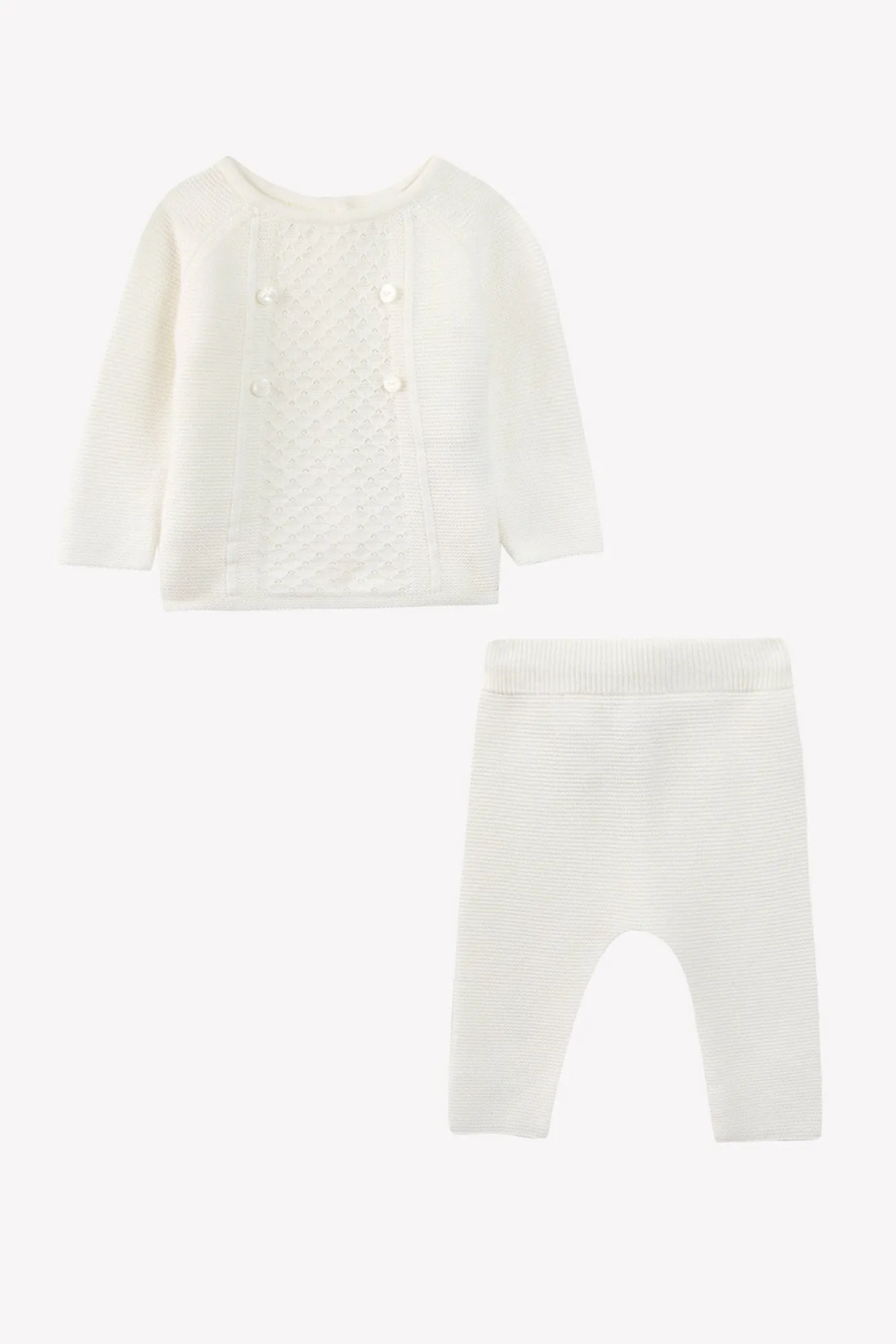 Two Piece Set - Ecru Knitwear Outfit