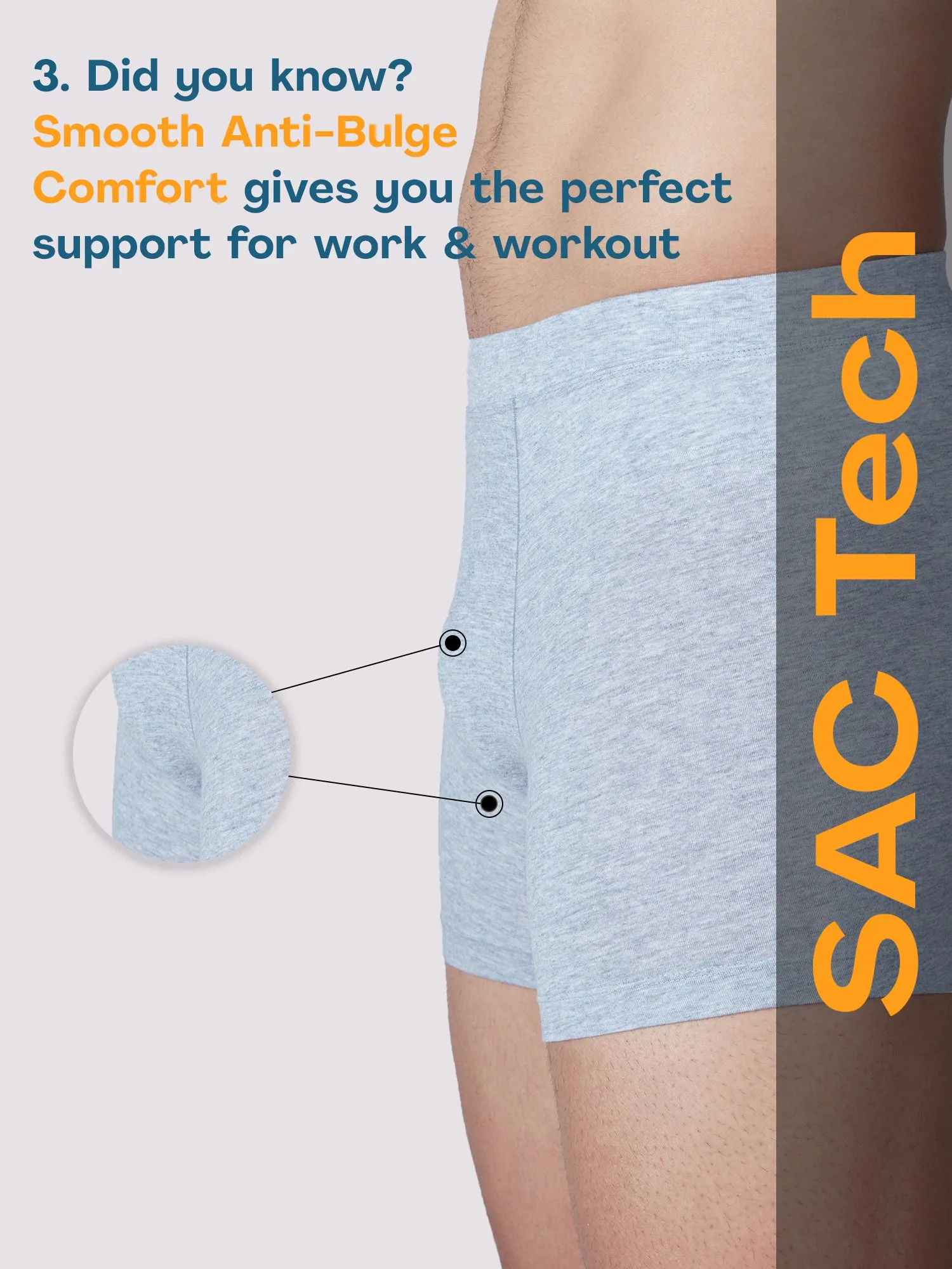 Ultra-Soft Tencel Inner Elastic Trunk - Grey Melange