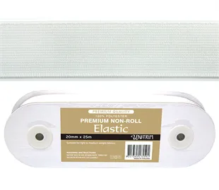 Uni-Trim Elastic Premium Non-Roll - 25mm White