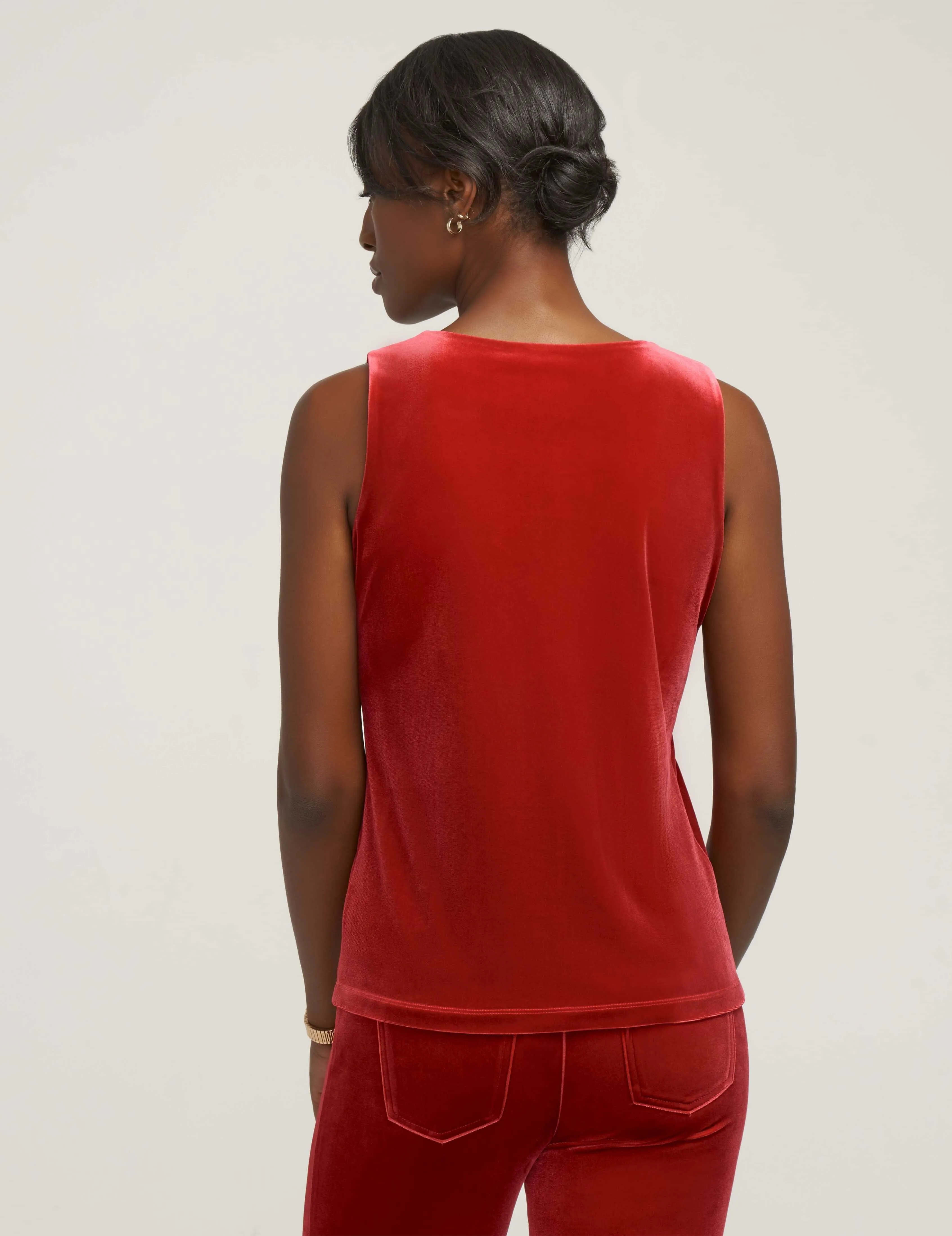 Velour V-Neck Stretch Tank- Sale