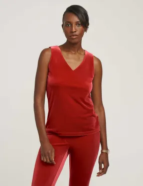 Velour V-Neck Stretch Tank- Sale