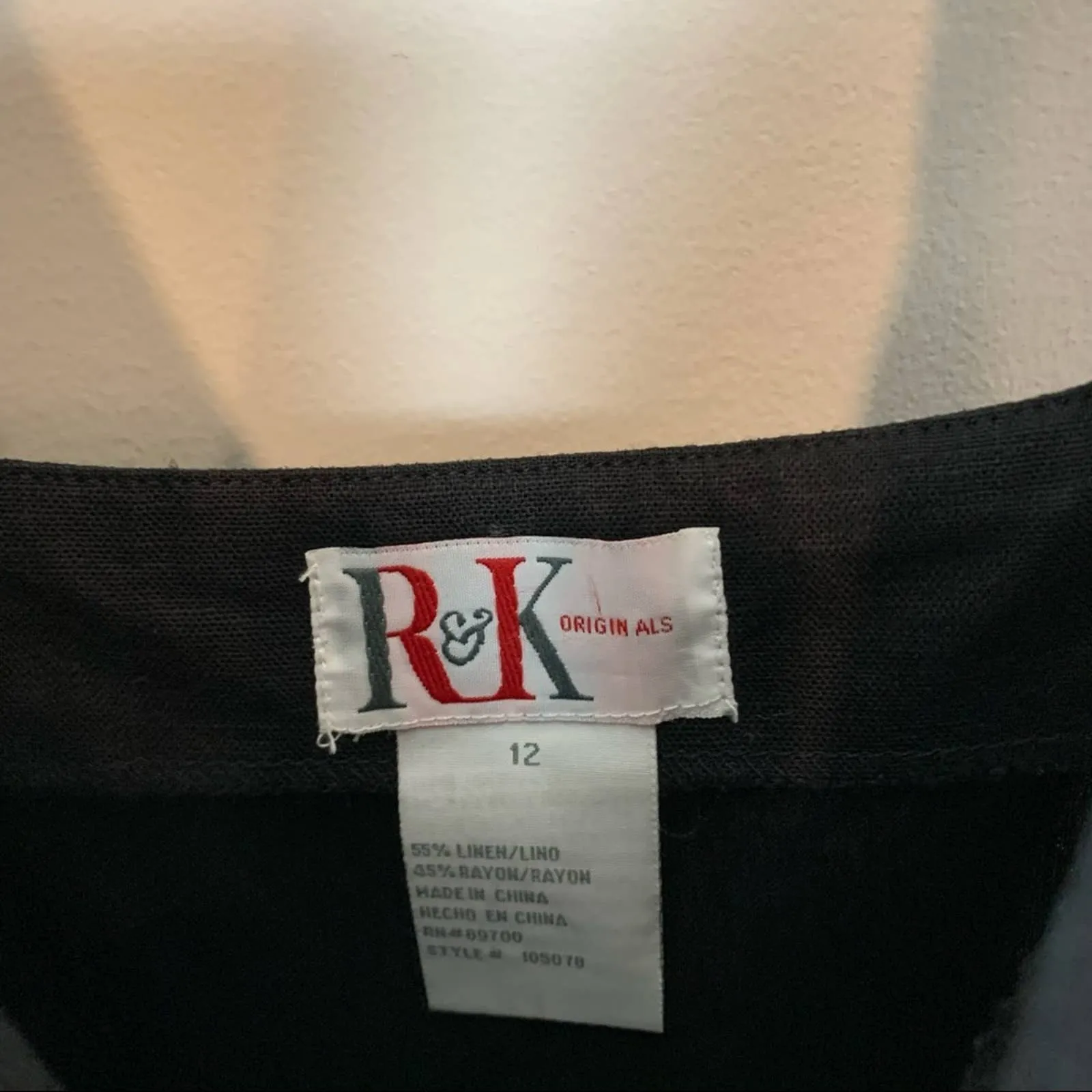 Vintage R&K Originals Black Maxi Dress with Open Back Button Down 12 Collared