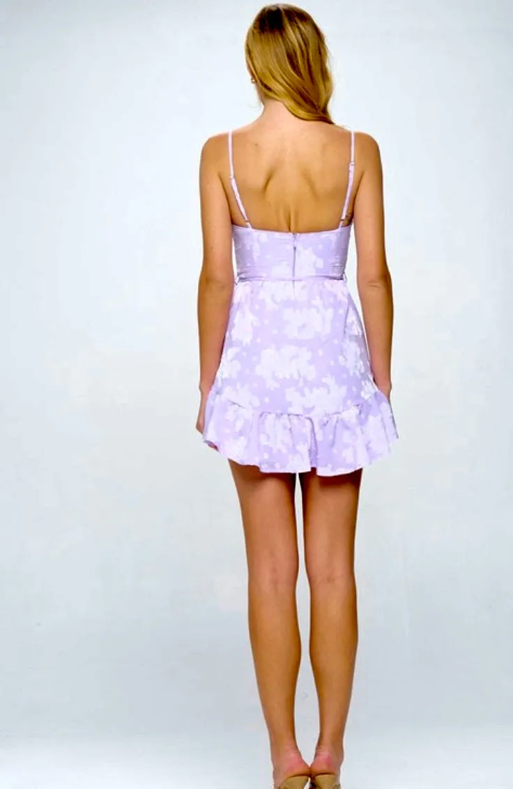 violet ruched bustier dress