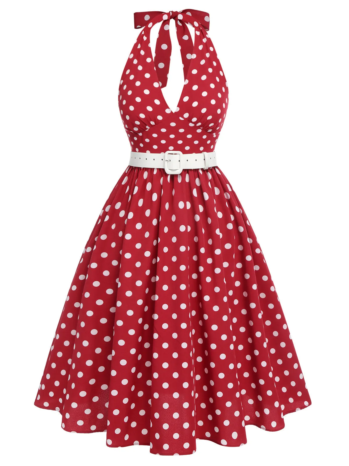 WENZELLA | RED POLKA DOT BACKLESS DRESS