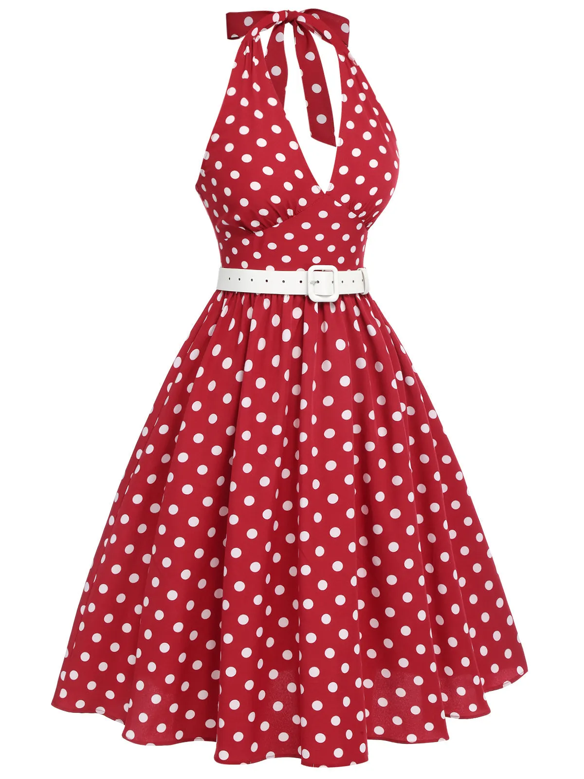 WENZELLA | RED POLKA DOT BACKLESS DRESS