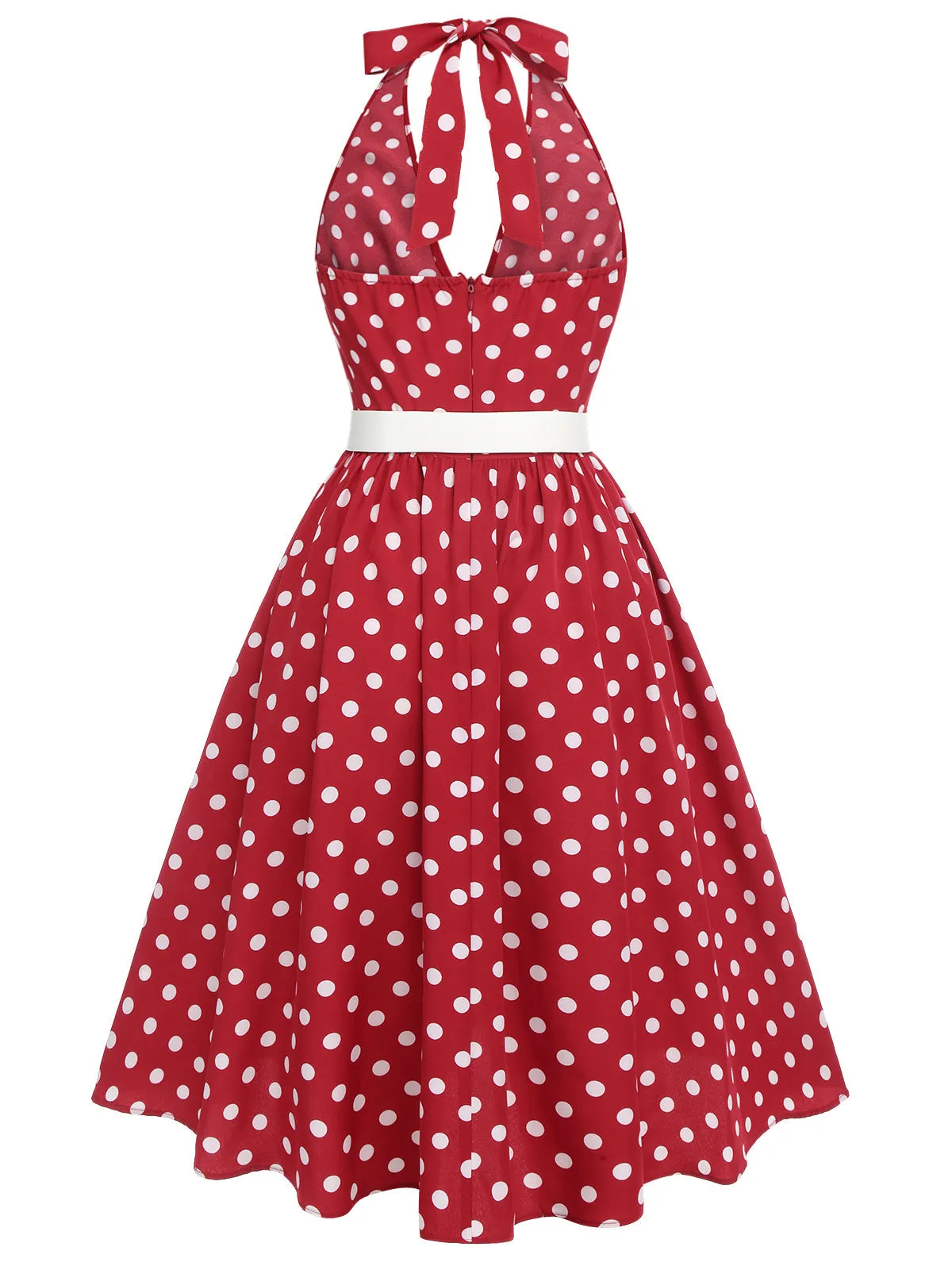 WENZELLA | RED POLKA DOT BACKLESS DRESS