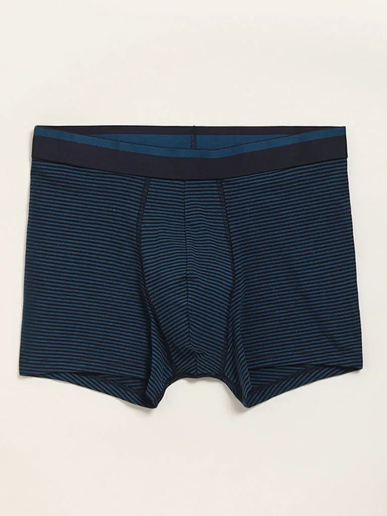WES Lounge Teal Cotton Blend Relaxed Fit Trunks - Pack of 3