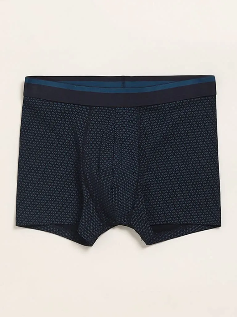 WES Lounge Teal Cotton Blend Relaxed Fit Trunks - Pack of 3