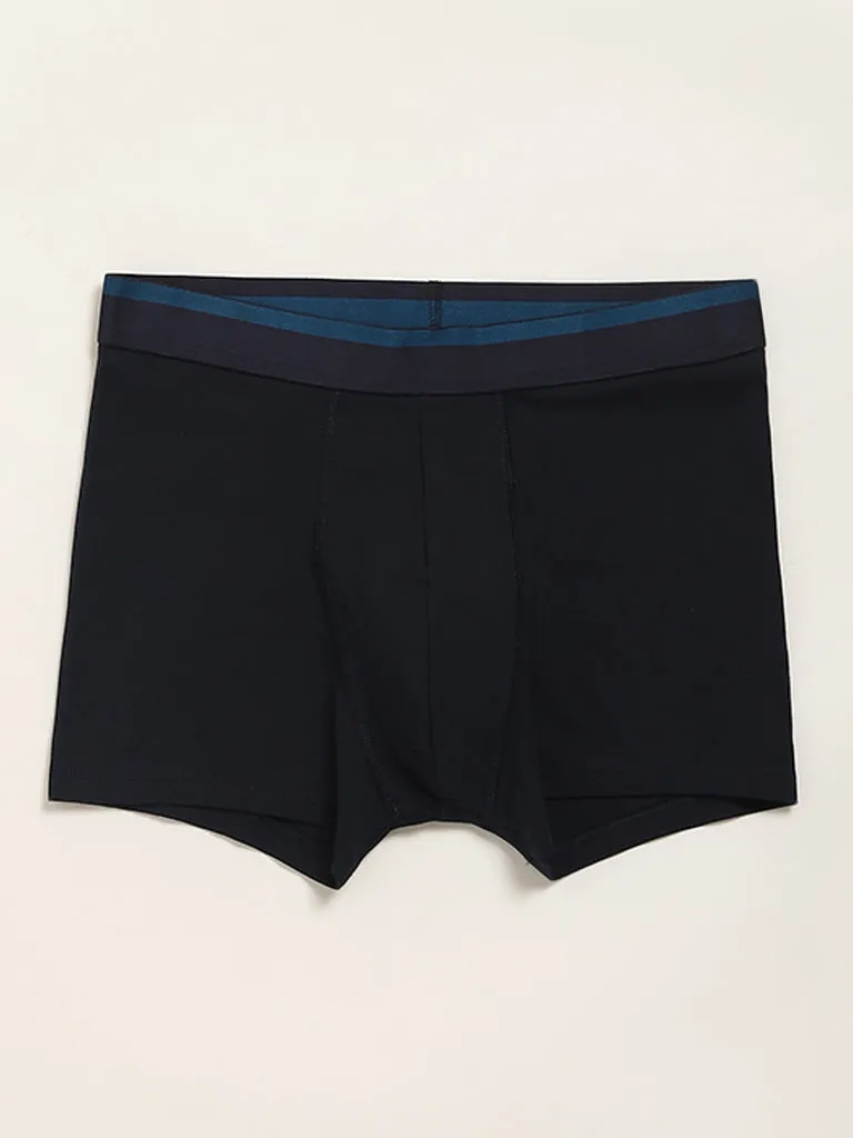 WES Lounge Teal Cotton Blend Relaxed Fit Trunks - Pack of 3