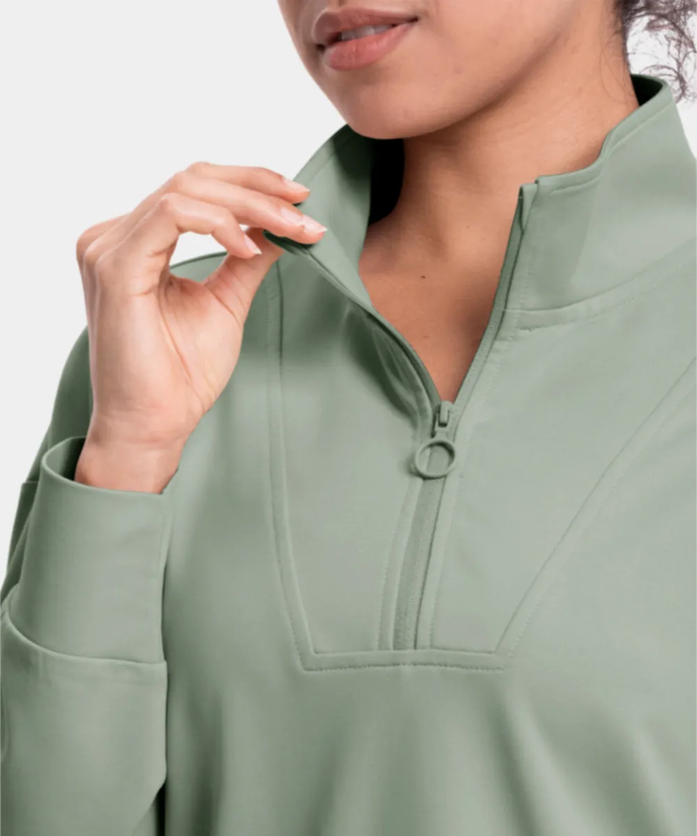 Women's Funnel-Neck Half Zip Pullover and Wide Leg Pants Lounge Sets