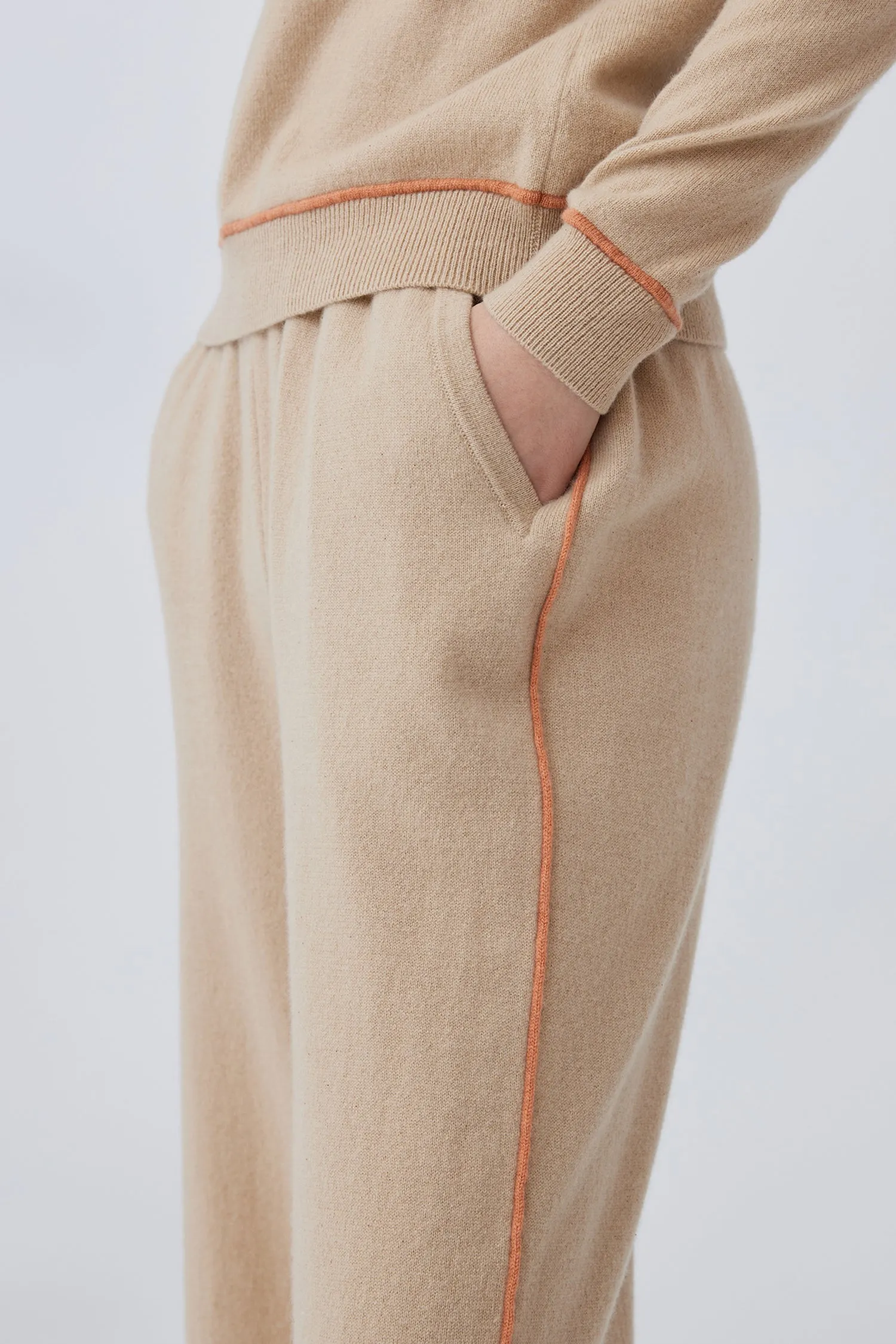 Women's knit cashmere straight trousers