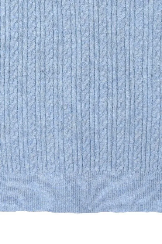 Wool blended cable knitted cardigan