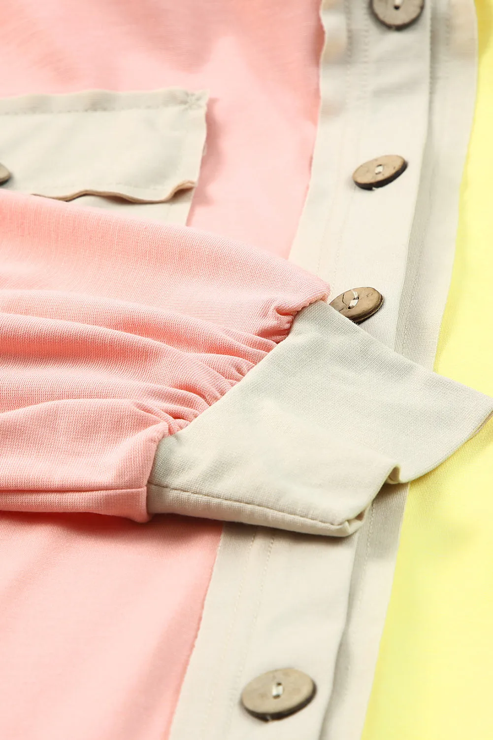 Yellow Color Block Button Down Shirt Jacket