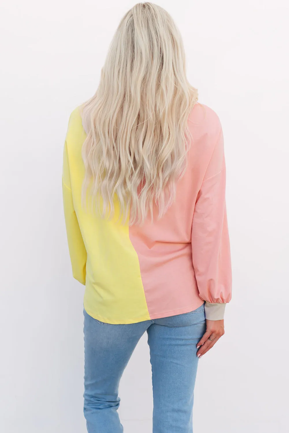 Yellow Color Block Button Down Shirt Jacket