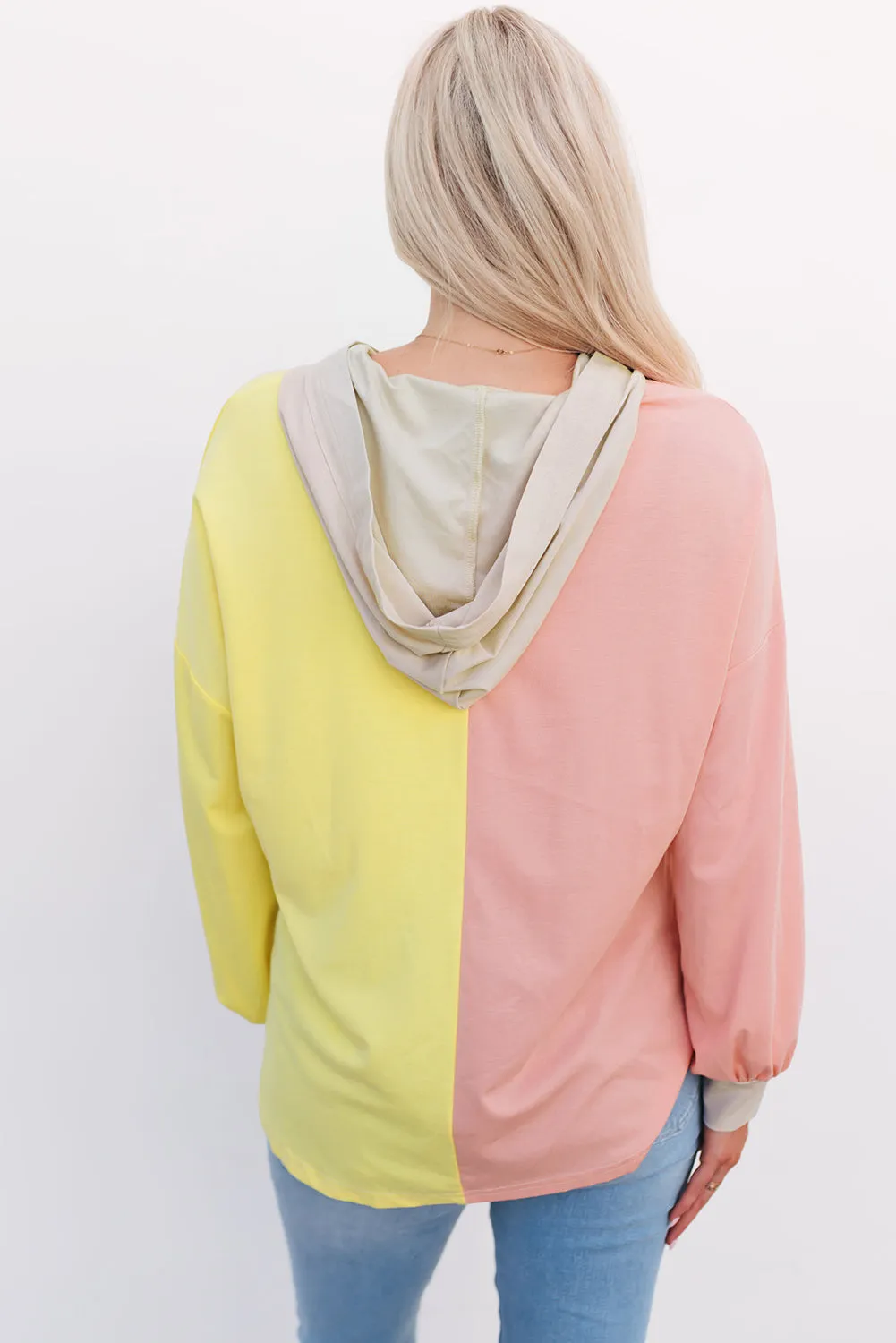Yellow Color Block Button Down Shirt Jacket