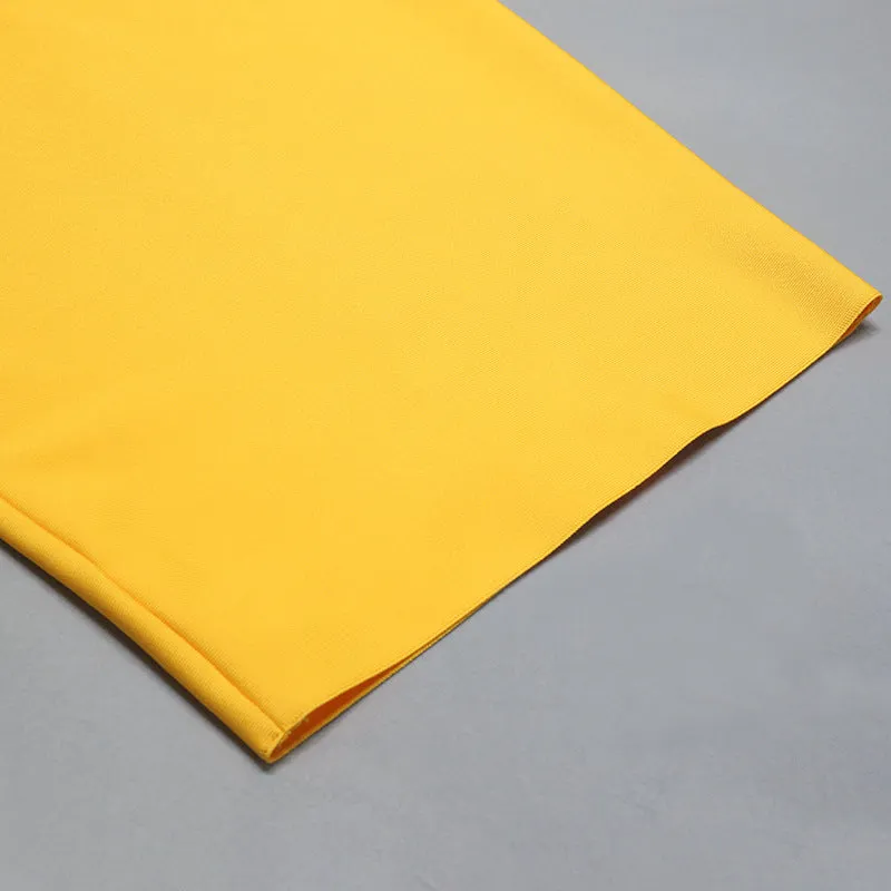 Yellow Halter Sexy Backless Bandage Dress